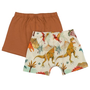 Baumwoll Boxer im Doppelpack braun Dinos