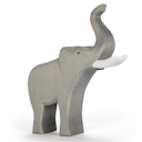 Vorschaubild Elefantenbulle trompetend Holzfigur 21 cm