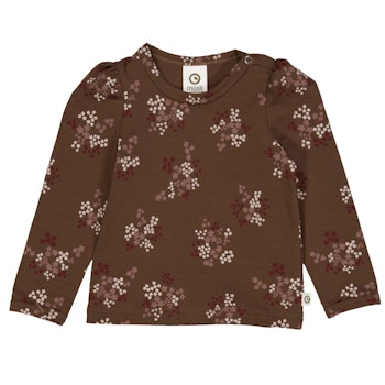 Langarmshirt Puffärmel Blümchen braun