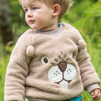 Weicher Fleece Pullover Bibergesicht hellbraun