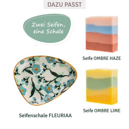 Seifenschale FLEURIAA blau organisch aus Keramik