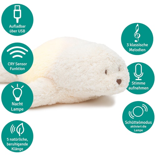 Bio Einschlafhilfe mit Sound und Licht Robbe polar
