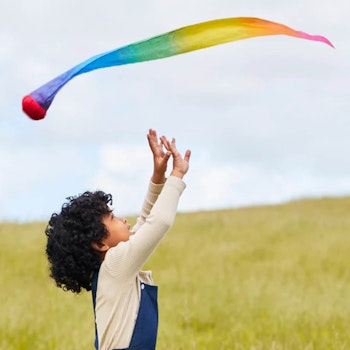 Großer Schweifball aus Seide Regenbogen
