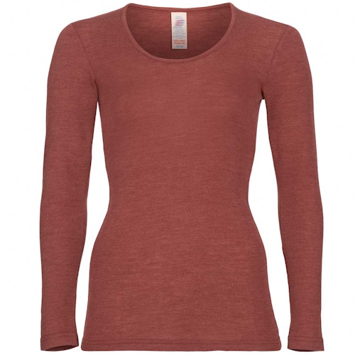 Damen Wolle Seide Langarmshirt