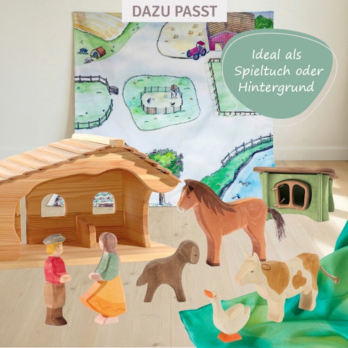 Spieltuch Bio-Baumwolle Bauernhof 100 x 100 cm