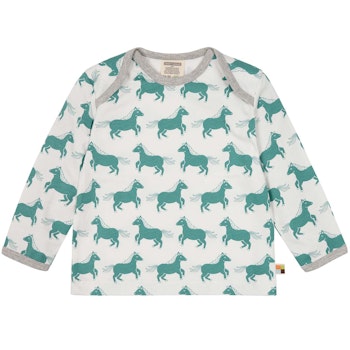 Leichtes Shirt langarm Pferd petrol