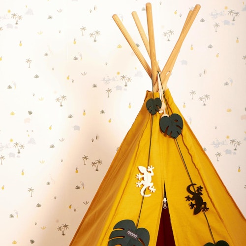 Kinder Tipi Bio Baumwolle 135 x 135 x 150 cm gelb