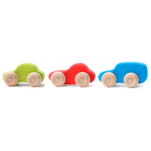 6 bunte Holzautos