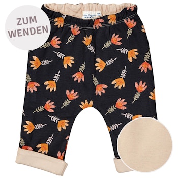 Doppellagige Wendehose Blumen beige schwarz