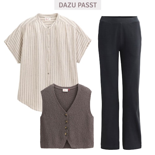 Damen Interlock-Hose Slim fit schwarz