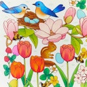 Vorschaubild Spieltuch Seide Frühling Ostern Suchbild 53 x 74 cm