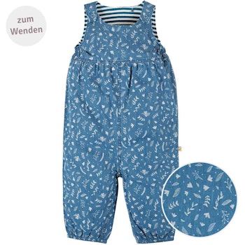 Strampler zum Wenden Blumen jeans-blau