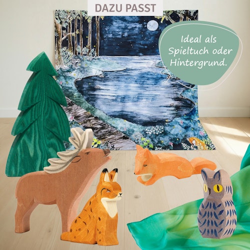 Spieltuch Bio-Baumwolle Nachtwald 100 x 100 cm