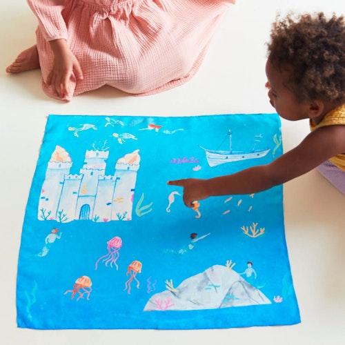 Spieltuch Seide Unterwasserwelt 53 x 53 cm
