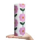 Vorschaubild Stumpenkerze GLUMI FLOWER in Türkis 20 cm aus Stearin
