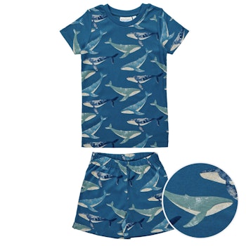 Sommer Kinder Schlafanzug kurz Hippo khaki