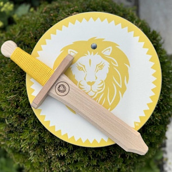 Ritterschild aus Holz Set Löwe – 25 cm