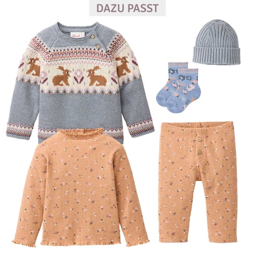 Edle Rippe Leggings Blümchen