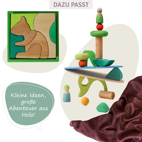 Bauspiel grün 8 Teile im Rahmen 18,6 x 18,6 cm