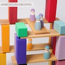Vorschaubild 100 Holzbausteine Stufenpyramide groß, bunt (44,5 x 44,5 cm)