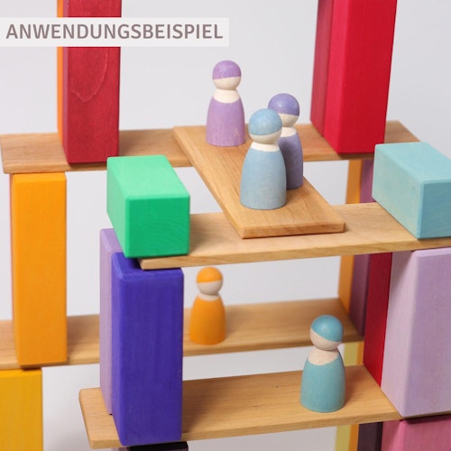 100 Holzbausteine Stufenpyramide groß, bunt (44,5 x 44,5 cm)