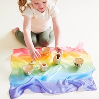 Regenbogen Spieltuch Seide klein 53 x 53 cm