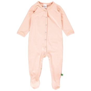 Strampler langarm mit Fuss rosa-creme