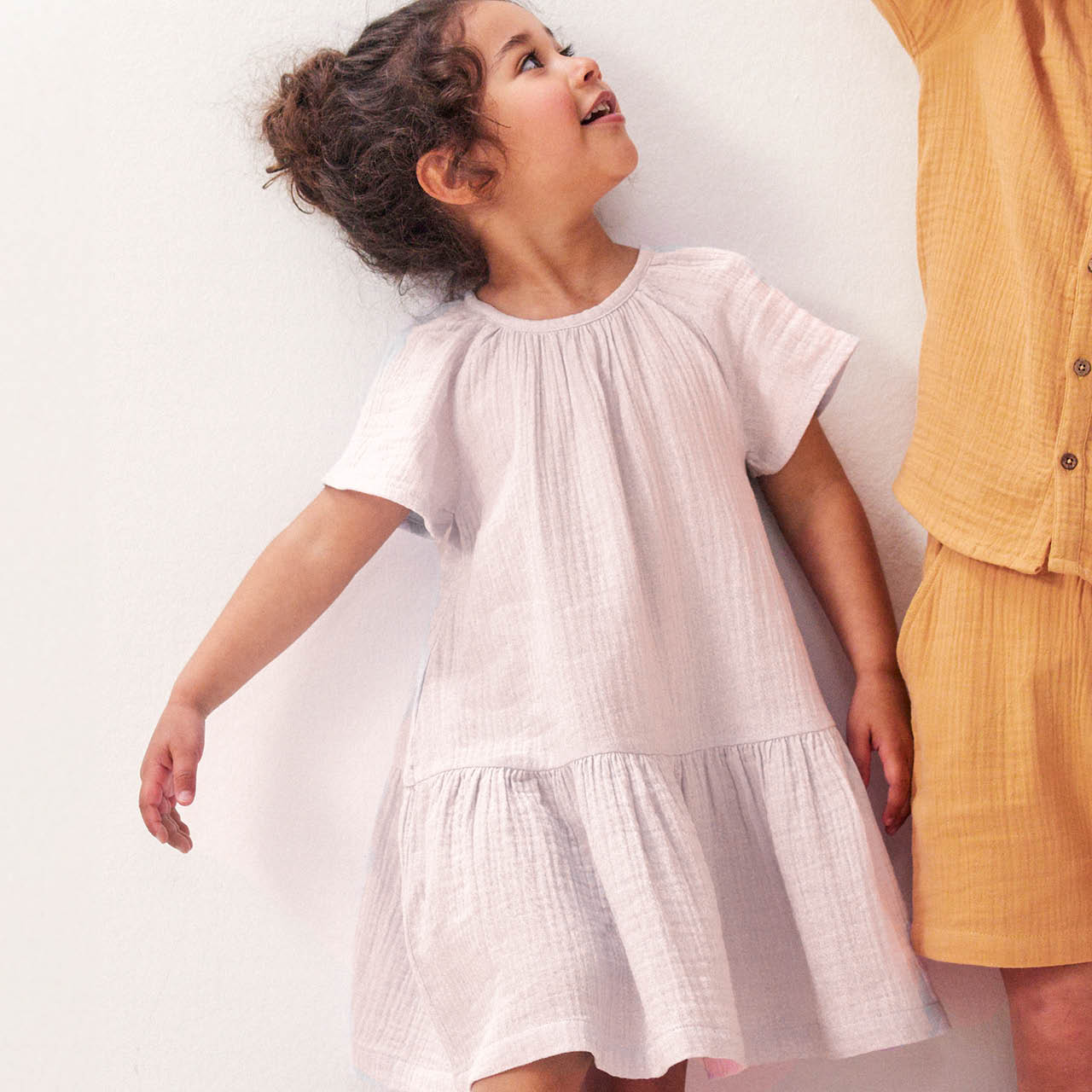 Leichtes Musselin Kleid kurzarm