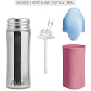 Vorschaubild Edelstahl Flasche mit Trinkhalm ab 12 M - open end altrosa