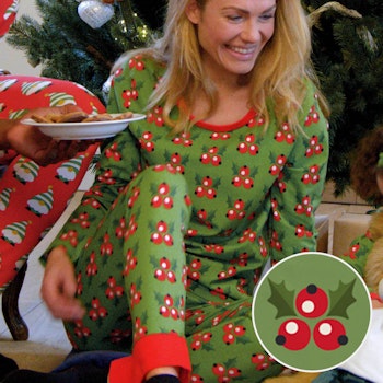 Erwachsenen Schlafanzug langarm Weihnachtself rot