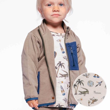 Shirt langarm hellgrau All-Over-Print