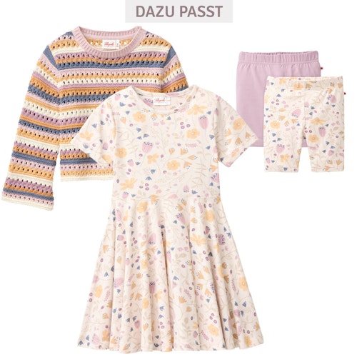 Sommerkleid kurzarm Blumen beige