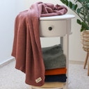 Vorschaubild Babydecke Merinowolle gestrickt mauve