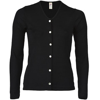 Damen Wolle Seide Cardigan Schwarz