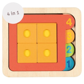 Schichtenpuzzle mit Zahlen und Formen
