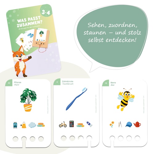Was passt zusammen? Kartensatz 3-4 Jahre (ohne Lochkasten)