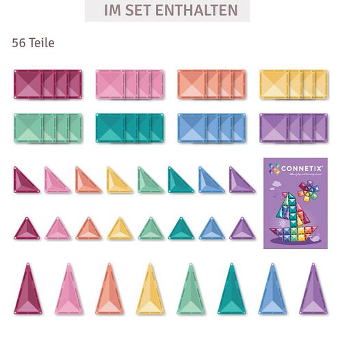 Connetix Magnetbausteine Starterset 56 Teile – pastell