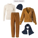 Vorschaubild Warmer Damen Strickschal dunkelblau melange