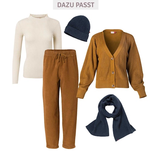 Warmer Damen Strickschal dunkelblau melange