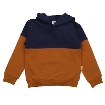 Zweifarbiger Hoodie Sweat blau braun