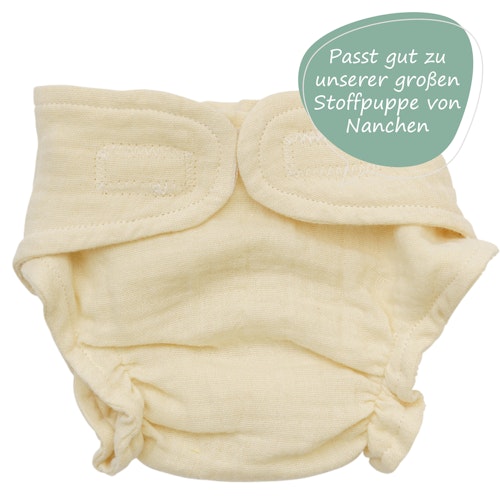 Puppen Stoffwindel & Lätzchen 35-45cm beige, Bio-Baumwolle