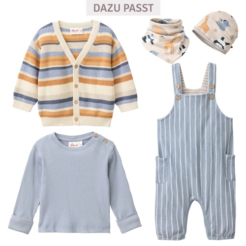 Edles Rippe Langarmshirt blau