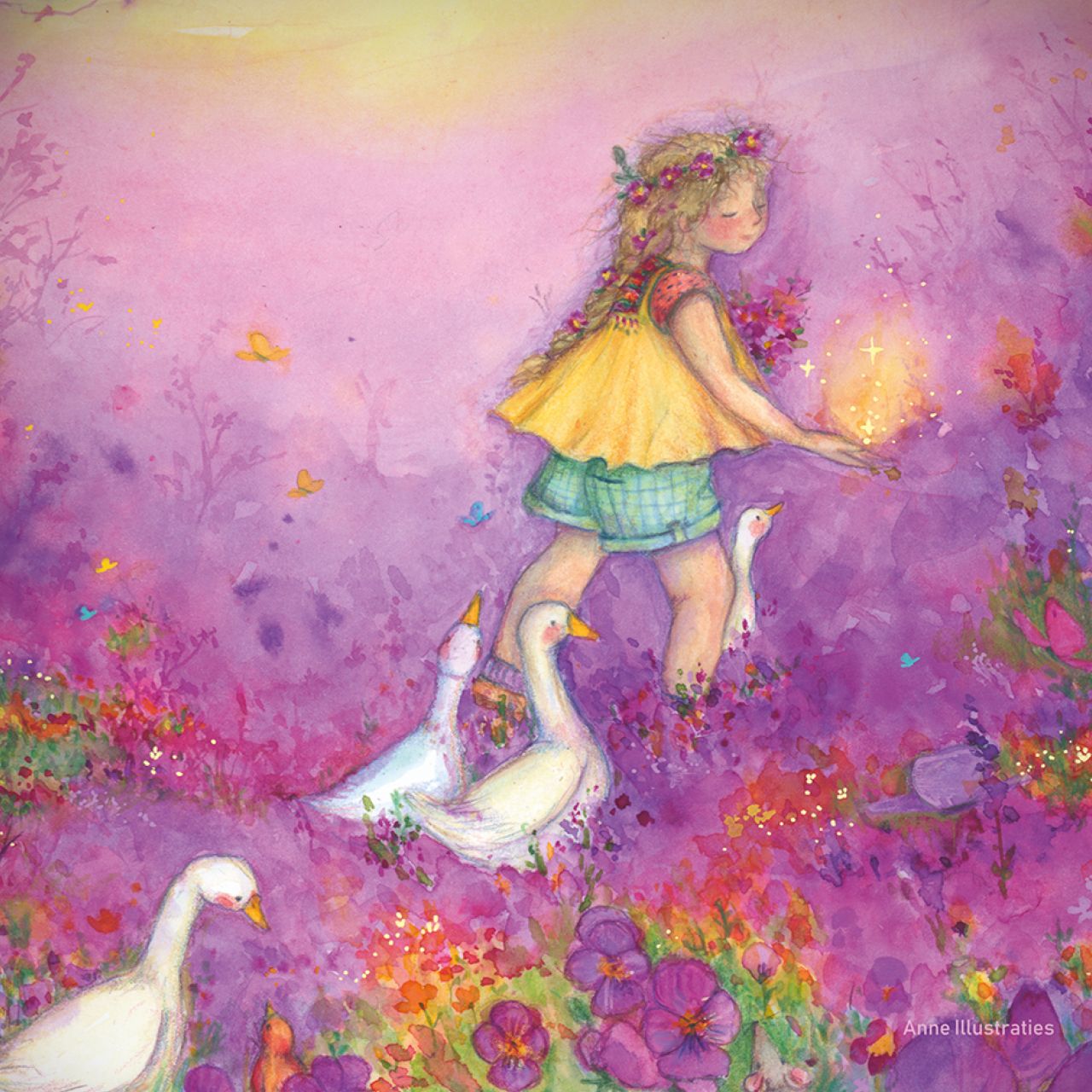 Silhouette Anne Illustraties - Mädchen mit Gänsen