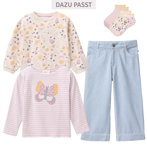 Weiches Langarmshirt Schmetterling rosa geringelt