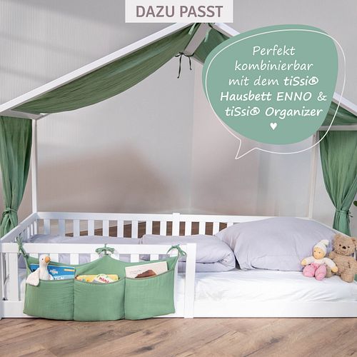 Musselin Baldachin für Hausbett, 470x100, grün