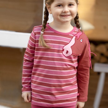 Langarmshirt mit Pferde Aufnäher Streifen