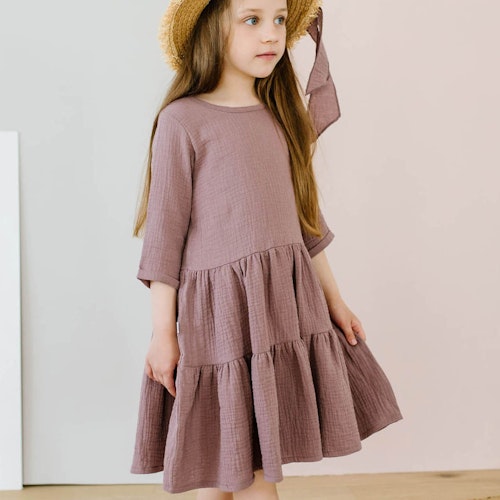 Flatterkleid Musselin 3/4 Arm