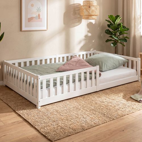 Montessori Bett 140x200 - Bodenbett mit Rausfallschutz
