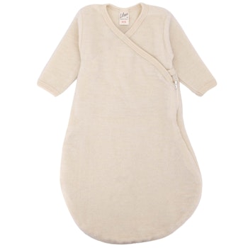 Babyschlafsack Wollplüsch langarm wickeln natur