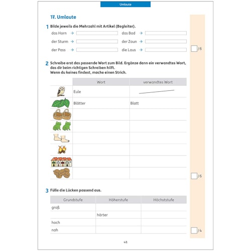 Deutsch Übungsheft Lernzielkontrollen 3. Klasse
